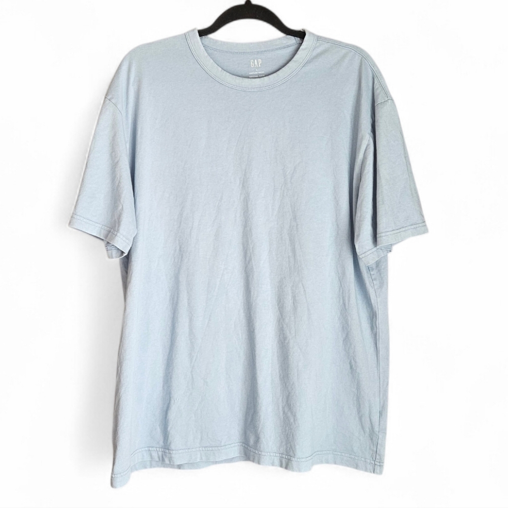 GAP Vintage Wash Original Crew T-Shirt Mens Large L Blue Suede 100% Cotton